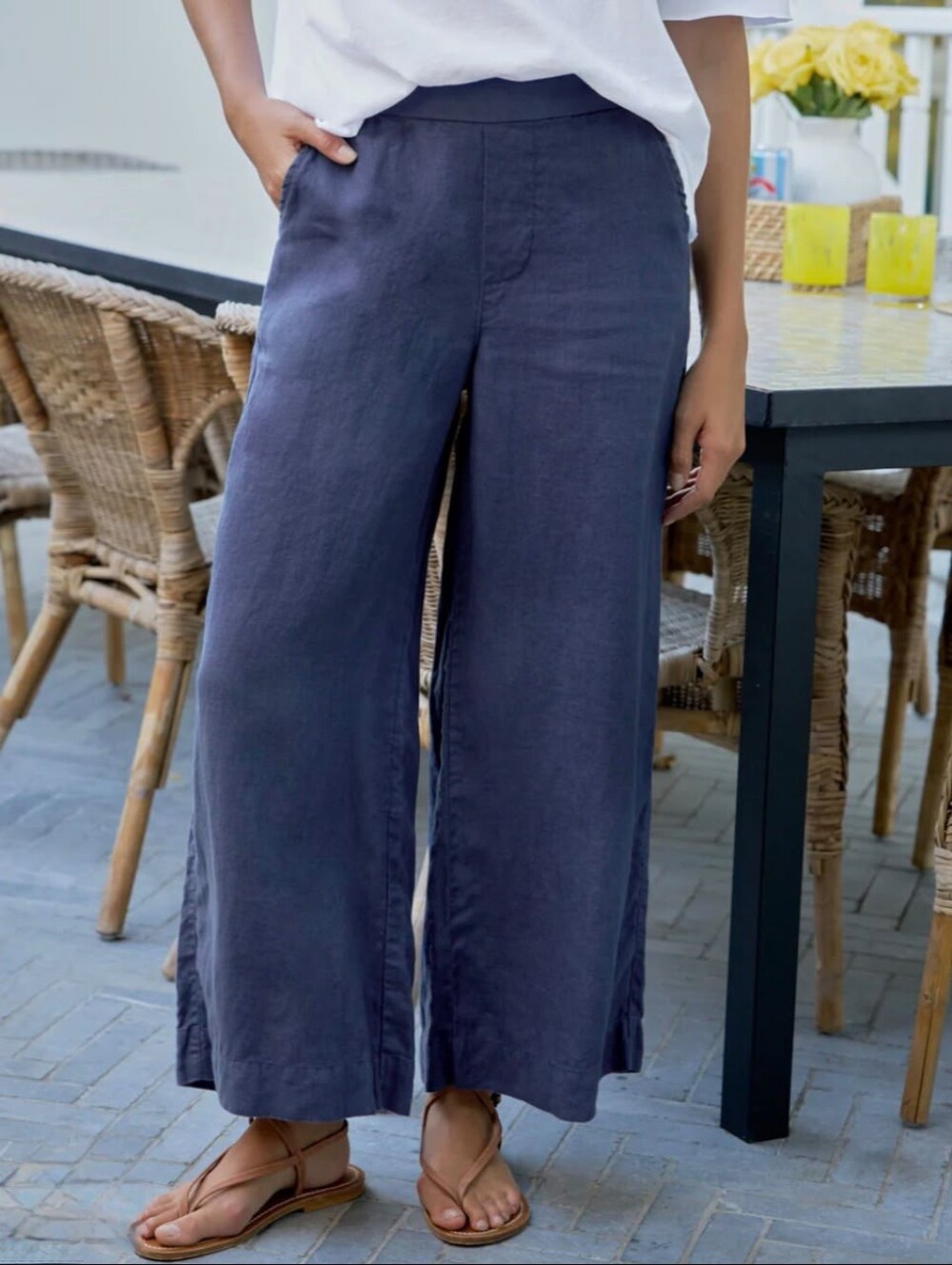 NWOT Frank&Eileen Maisie Wide Leg Pull-On Linen Pants